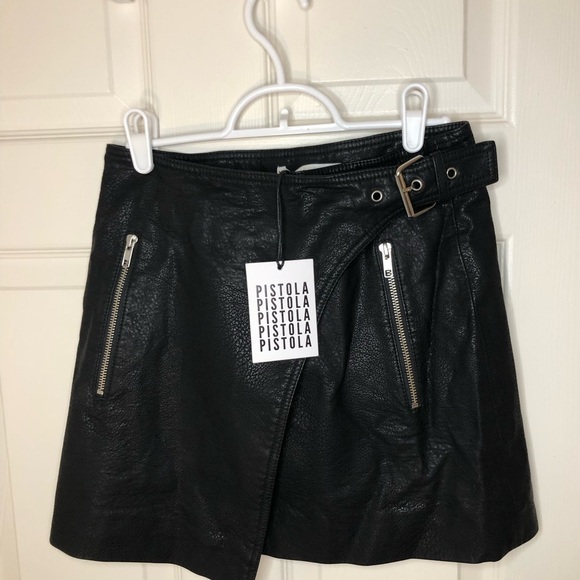 pistola Dresses & Skirts - Pistola Rey vegan leather wrap skirt in Raven NWT new